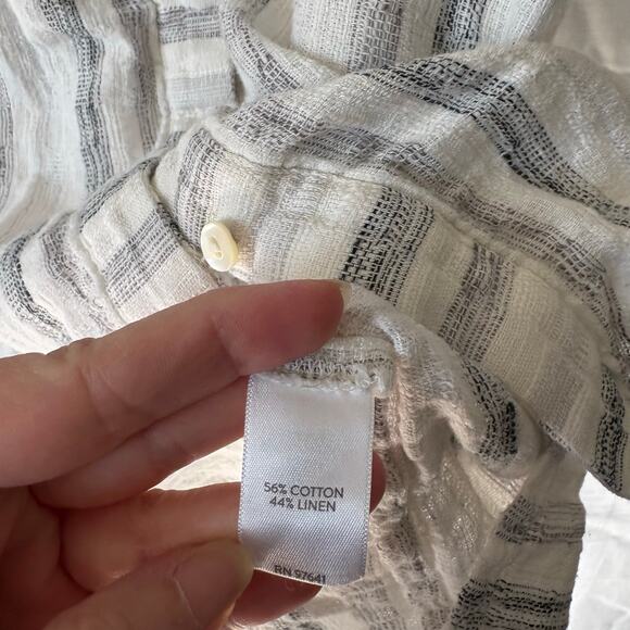 Pure Jill Linen Blend Button Down Top Gauze Lagenlook Coastal Woven Breathable L - Picture 3 of 6